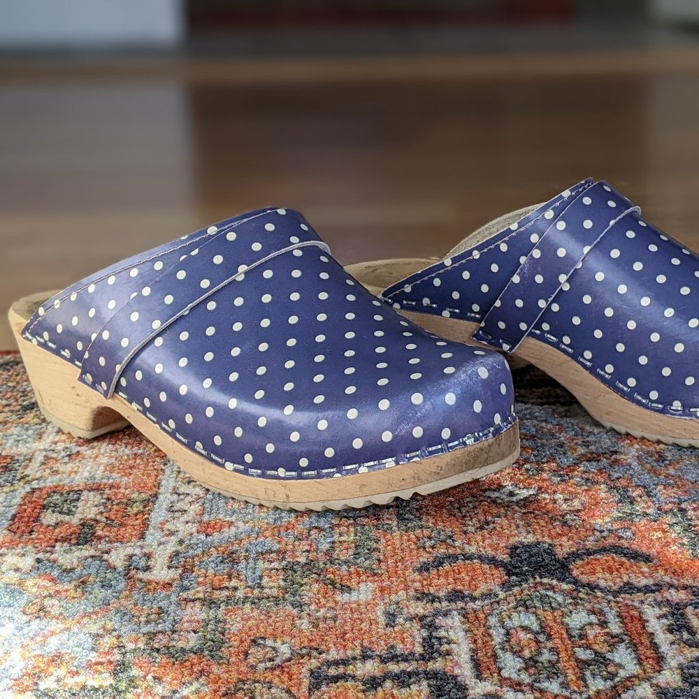 Polka Dot Wooden Clogs - EU 37